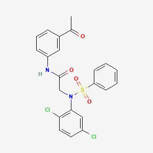 molecular formula C22H18Cl2N2O4S B4924233 N-(3-acetylphenyl)-2-[N-(benzenesulfonyl)-2,5-dichloroanilino]acetamide 