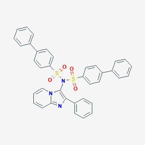 molecular formula C37H27N3O4S2 B492424 N-([1,1'-biphenyl]-4-ylsulfonyl)-N-(2-phenylimidazo[1,2-a]pyridin-3-yl)[1,1'-biphenyl]-4-sulfonamide 