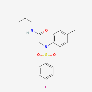 molecular formula C19H23FN2O3S B4924518 N~2~-[(4-fluorophenyl)sulfonyl]-N~2~-(4-methylphenyl)-N-(2-methylpropyl)glycinamide CAS No. 5731-35-1