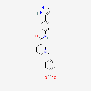 molecular formula C24H26N4O3 B4924524 methyl 4-[[3-[[4-(1H-pyrazol-5-yl)phenyl]carbamoyl]piperidin-1-yl]methyl]benzoate 