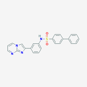 molecular formula C24H18N4O2S B492469 N-(3-(imidazo[1,2-a]pyrimidin-2-yl)phenyl)-[1,1'-biphenyl]-4-sulfonamide 