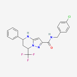 molecular formula C21H18ClF3N4O B4924762 N-[(4-chlorophenyl)methyl]-5-phenyl-7-(trifluoromethyl)-4,5,6,7-tetrahydropyrazolo[1,5-a]pyrimidine-2-carboxamide 