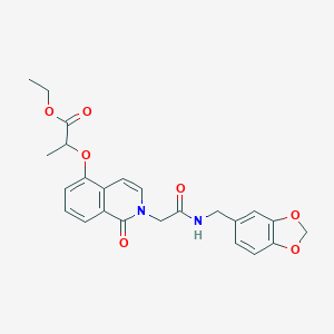 molecular formula C24H24N2O7 B049248 Ethyl 2-[2-[2-(1,3-benzodioxol-5-ylmethylamino)-2-oxoethyl]-1-oxoisoquinolin-5-yl]oxypropanoate CAS No. 868224-75-3