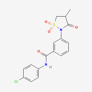 molecular formula C17H15ClN2O4S B4924821 N-(4-chlorophenyl)-3-(4-methyl-1,1,3-trioxo-1,2-thiazolidin-2-yl)benzamide 