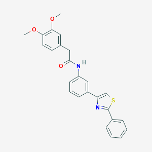 molecular formula C25H22N2O3S B492484 2-(3,4-dimethoxyphenyl)-N-[3-(2-phenyl-1,3-thiazol-4-yl)phenyl]acetamide 