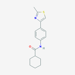 molecular formula C17H20N2OS B492490 N-[4-(2-methyl-1,3-thiazol-4-yl)phenyl]cyclohexanecarboxamide 