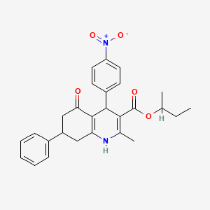 molecular formula C27H28N2O5 B4924927 Butan-2-yl 2-methyl-4-(4-nitrophenyl)-5-oxo-7-phenyl-1,4,5,6,7,8-hexahydroquinoline-3-carboxylate 