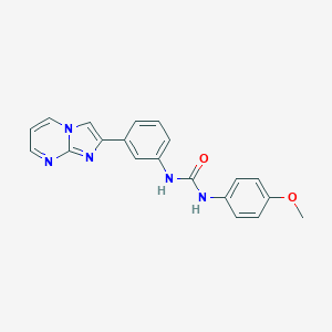 molecular formula C20H17N5O2 B492502 N-(3-imidazo[1,2-a]pyrimidin-2-ylphenyl)-N'-(4-methoxyphenyl)urea 