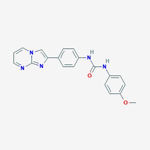 molecular formula C20H17N5O2 B492508 N-(4-imidazo[1,2-a]pyrimidin-2-ylphenyl)-N'-(4-methoxyphenyl)urea 