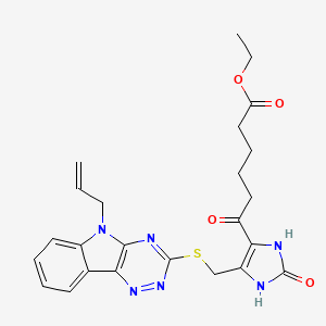 molecular formula C24H26N6O4S B4925185 ETHYL 6-(5-{[(5-ALLYL-5H-[1,2,4]TRIAZINO[5,6-B]INDOL-3-YL)SULFANYL]METHYL}-2-OXO-2,3-DIHYDRO-1H-IMIDAZOL-4-YL)-6-OXOHEXANOATE 