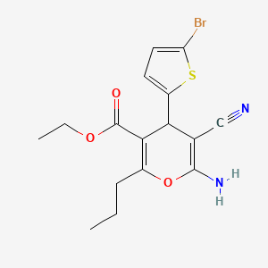 molecular formula C16H17BrN2O3S B4925304 ethyl 6-amino-4-(5-bromothiophen-2-yl)-5-cyano-2-propyl-4H-pyran-3-carboxylate 