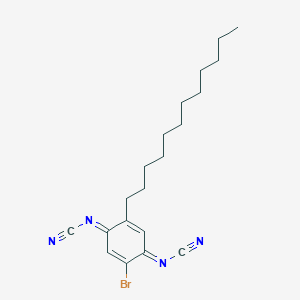 molecular formula C20H27BrN4 B049254 2-Bromo-5-dodecyl-2,5-cyclohexadiene-1,4-diylidenebiscyanamide CAS No. 121720-48-7
