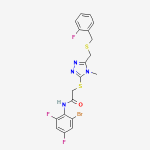 molecular formula C19H16BrF3N4OS2 B4925675 N-(2-bromo-4,6-difluorophenyl)-2-[[5-[(2-fluorophenyl)methylsulfanylmethyl]-4-methyl-1,2,4-triazol-3-yl]sulfanyl]acetamide 