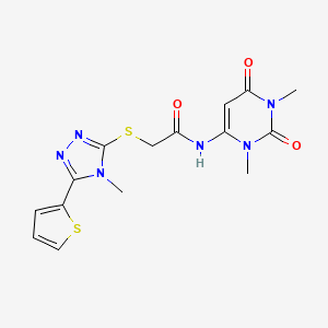 molecular formula C15H16N6O3S2 B4925826 N-(1,3-dimethyl-2,6-dioxopyrimidin-4-yl)-2-[(4-methyl-5-thiophen-2-yl-1,2,4-triazol-3-yl)sulfanyl]acetamide 
