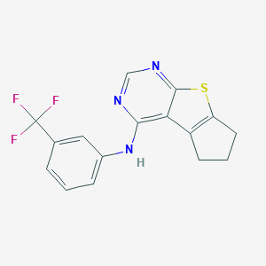 molecular formula C16H12F3N3S B492606 N-(3-(trifluoromethyl)phenyl)-6,7-dihydro-5H-cyclopenta[4,5]thieno[2,3-d]pyrimidin-4-amine CAS No. 667912-65-4