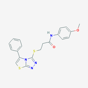 molecular formula C20H18N4O2S2 B492610 N-(4-methoxyphenyl)-3-[(5-phenyl[1,3]thiazolo[2,3-c][1,2,4]triazol-3-yl)sulfanyl]propanamide CAS No. 671199-79-4