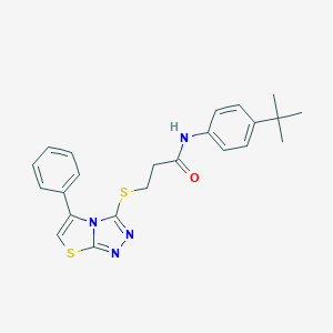 molecular formula C23H24N4OS2 B492611 N-(4-(tert-butyl)phenyl)-3-((5-phenylthiazolo[2,3-c][1,2,4]triazol-3-yl)thio)propanamide CAS No. 667912-81-4