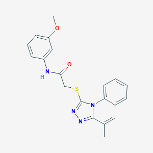 molecular formula C20H18N4O2S B492621 N-(3-METHOXYPHENYL)-2-({4-METHYL-[1,2,4]TRIAZOLO[4,3-A]QUINOLIN-1-YL}SULFANYL)ACETAMIDE 