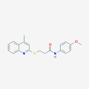 molecular formula C20H20N2O2S B492622 N-(4-methoxyphenyl)-3-[(4-methyl-2-quinolinyl)sulfanyl]propanamide CAS No. 671198-91-7