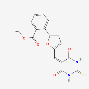 molecular formula C18H14N2O5S B4926235 Ethyl 2-[5-[(4,6-dioxo-2-sulfanylidene-1,3-diazinan-5-ylidene)methyl]furan-2-yl]benzoate 