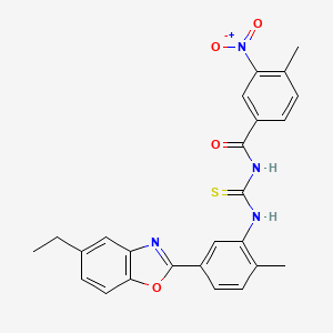 molecular formula C25H22N4O4S B4926268 N-[[5-(5-ethyl-1,3-benzoxazol-2-yl)-2-methylphenyl]carbamothioyl]-4-methyl-3-nitrobenzamide 