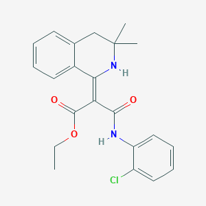 molecular formula C22H23ClN2O3 B4926341 ETHYL 2-[(2-CHLOROPHENYL)CARBAMOYL]-2-[(1E)-3,3-DIMETHYL-1,2,3,4-TETRAHYDROISOQUINOLIN-1-YLIDENE]ACETATE 