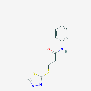 molecular formula C16H21N3OS2 B492670 N-(4-tert-butylphenyl)-3-[(5-methyl-1,3,4-thiadiazol-2-yl)sulfanyl]propanamide 