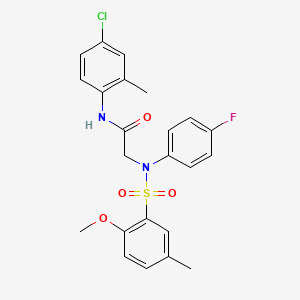 molecular formula C23H22ClFN2O4S B4926817 N-(4-chloro-2-methylphenyl)-2-(4-fluoro-N-(2-methoxy-5-methylphenyl)sulfonylanilino)acetamide 