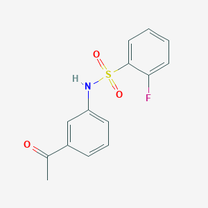 molecular formula C14H12FNO3S B492694 N-(3-acetylphenyl)-2-fluorobenzenesulfonamide 