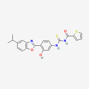 molecular formula C22H19N3O3S2 B4927156 N-({3-hydroxy-4-[5-(propan-2-yl)-1,3-benzoxazol-2-yl]phenyl}carbamothioyl)thiophene-2-carboxamide 