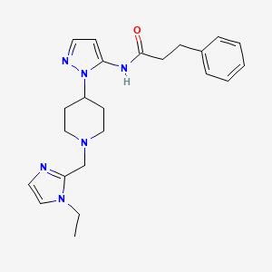 molecular formula C23H30N6O B4927350 N-[2-[1-[(1-ethylimidazol-2-yl)methyl]piperidin-4-yl]pyrazol-3-yl]-3-phenylpropanamide 