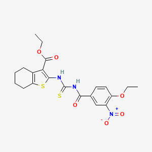 molecular formula C21H23N3O6S2 B4927405 Ethyl 2-({[(4-ethoxy-3-nitrophenyl)carbonyl]carbamothioyl}amino)-4,5,6,7-tetrahydro-1-benzothiophene-3-carboxylate 