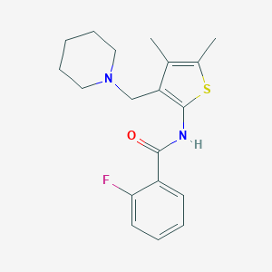 molecular formula C19H23FN2OS B492742 N-[4,5-dimethyl-3-(1-piperidinylmethyl)-2-thienyl]-2-fluorobenzamide CAS No. 690962-18-6