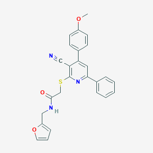 molecular formula C26H21N3O3S B492756 2-[3-cyano-4-(4-methoxyphenyl)-6-phenylpyridin-2-yl]sulfanyl-N-(furan-2-ylmethyl)acetamide CAS No. 690960-73-7