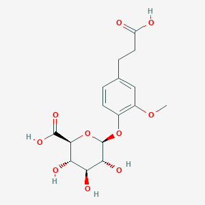 molecular formula C16H20O10 B049276 (2S,3S,4S,5R,6S)-6-[4-(2-carboxyethyl)-2-methoxyphenoxy]-3,4,5-trihydroxyoxane-2-carboxylic acid CAS No. 86321-28-0