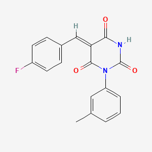 molecular formula C18H13FN2O3 B4927641 (5Z)-5-[(4-fluorophenyl)methylidene]-1-(3-methylphenyl)-1,3-diazinane-2,4,6-trione 