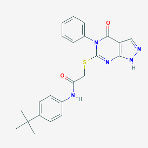 molecular formula C23H23N5O2S B492770 N-(4-tert-butylphenyl)-2-[(4-oxo-5-phenyl-1H-pyrazolo[3,4-d]pyrimidin-6-yl)sulfanyl]acetamide CAS No. 690960-16-8