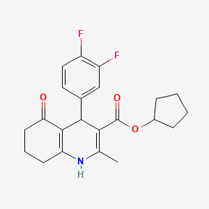 molecular formula C22H23F2NO3 B4927706 Cyclopentyl 4-(3,4-difluorophenyl)-2-methyl-5-oxo-1,4,5,6,7,8-hexahydroquinoline-3-carboxylate 