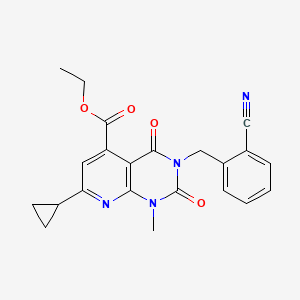 molecular formula C22H20N4O4 B4927838 ETHYL 3-[(2-CYANOPHENYL)METHYL]-7-CYCLOPROPYL-1-METHYL-2,4-DIOXO-1H,2H,3H,4H-PYRIDO[2,3-D]PYRIMIDINE-5-CARBOXYLATE 