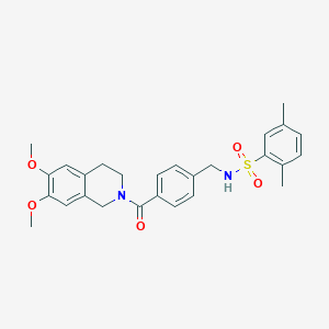 molecular formula C27H30N2O5S B492799 N-(4-(6,7-dimethoxy-1,2,3,4-tetrahydroisoquinoline-2-carbonyl)benzyl)-2,5-dimethylbenzenesulfonamide CAS No. 690245-76-2