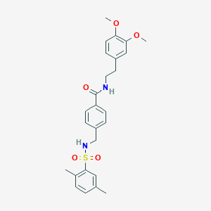 molecular formula C26H30N2O5S B492800 N-[2-(3,4-dimethoxyphenyl)ethyl]-4-({[(2,5-dimethylphenyl)sulfonyl]amino}methyl)benzamide CAS No. 690245-77-3