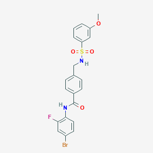 molecular formula C21H18BrFN2O4S B492802 N-(4-BROMO-2-FLUOROPHENYL)-4-[(3-METHOXYBENZENESULFONAMIDO)METHYL]BENZAMIDE CAS No. 690245-56-8