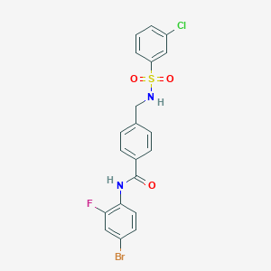 N-(4-bromo-2-fluorophenyl)-4-({[(3-chlorophenyl)sulfonyl]amino}methyl)benzamide