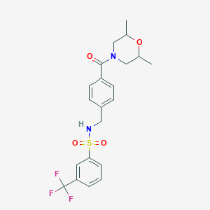 molecular formula C21H23F3N2O4S B492827 N-{[4-(2,6-dimethylmorpholine-4-carbonyl)phenyl]methyl}-3-(trifluoromethyl)benzene-1-sulfonamide CAS No. 690245-31-9