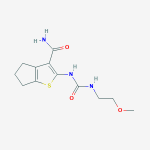 molecular formula C12H17N3O3S B4928292 2-(2-methoxyethylcarbamoylamino)-5,6-dihydro-4H-cyclopenta[b]thiophene-3-carboxamide 