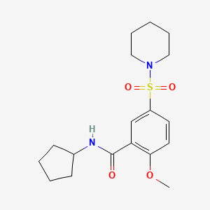 molecular formula C18H26N2O4S B4928309 N-cyclopentyl-2-methoxy-5-piperidin-1-ylsulfonylbenzamide 
