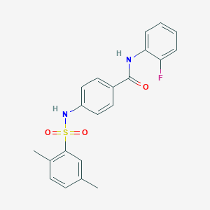 4-[(2,5-dimethylphenyl)sulfonylamino]-N-(2-fluorophenyl)benzamide