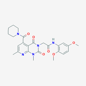 molecular formula C25H29N5O6 B4928393 N-(2,5-DIMETHOXYPHENYL)-2-[1,7-DIMETHYL-2,4-DIOXO-5-(PIPERIDINE-1-CARBONYL)-1H,2H,3H,4H-PYRIDO[2,3-D]PYRIMIDIN-3-YL]ACETAMIDE 