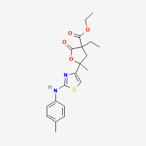 molecular formula C20H24N2O4S B4928412 ETHYL 3-ETHYL-5-METHYL-5-{2-[(4-METHYLPHENYL)AMINO]-1,3-THIAZOL-4-YL}-2-OXOOXOLANE-3-CARBOXYLATE 