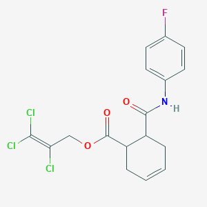 molecular formula C17H15Cl3FNO3 B4928423 2,3,3-Trichloroprop-2-enyl 6-[(4-fluorophenyl)carbamoyl]cyclohex-3-ene-1-carboxylate 